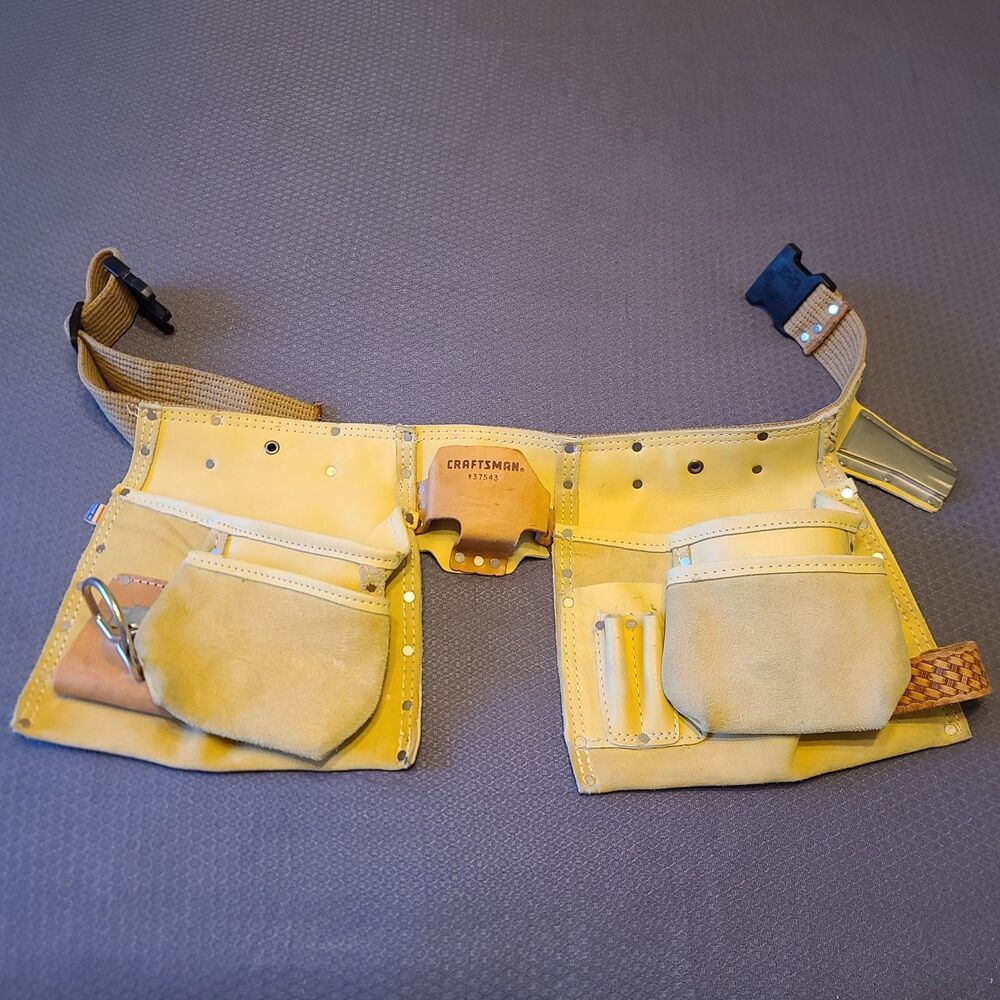 Craftsman Heavy Duty Split Leather Carpenters Tool Belt No 937543 EUC
